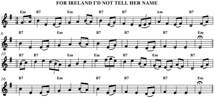 For Ireland I’d not Tell her Name
