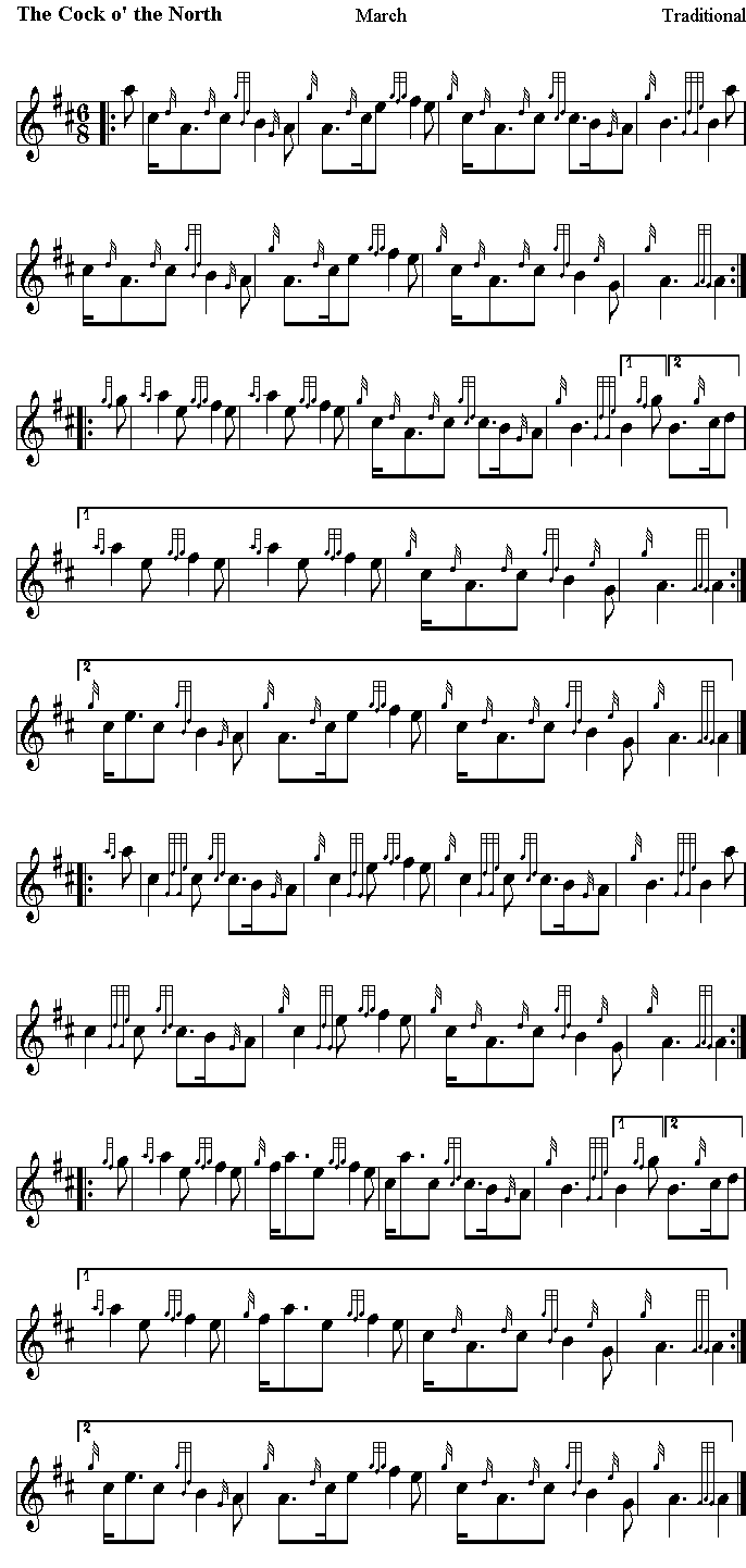The Cock O The North Free Sheet Music