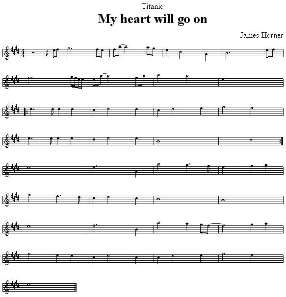 Titanic My Heart Will Go On free sheet music