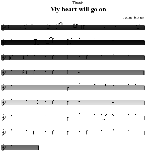 Celine Dion My Heart Will Go On Sheet Music In G Major Download Print ...